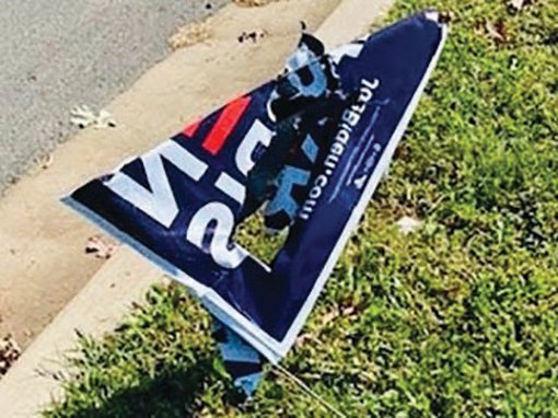 LABELLE — A political sign that has been vandalized repeatedly in a LaBelle neighborhood.